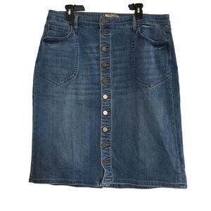 Kut From The Kloth Women’s Size 14W Blue Denim Rose Button Down Skirt